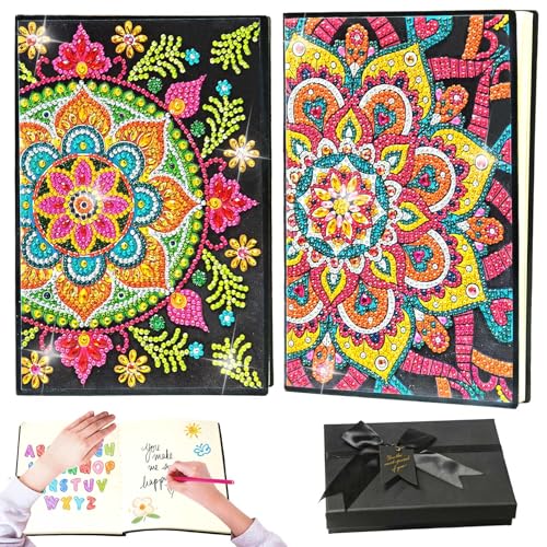 Nexum Diamond Painting Kinder Mandalas Notizbuch A5 Basteln Geschenk Mädchen 6 7 8 9 10 Jahre Bastelset Einschulung Diamond Painting Buch Geburtstagsgeschenk (A) von Nexum