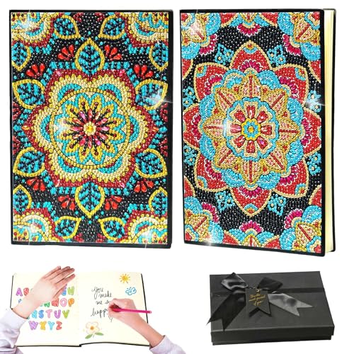 Nexum Diamond Painting Kinder Mandalas Notizbuch A5 Basteln Geschenk Mädchen 6 7 8 9 10 Jahre Bastelset Einschulung Diamond Painting Buch Geburtstagsgeschenk (B) von Nexum