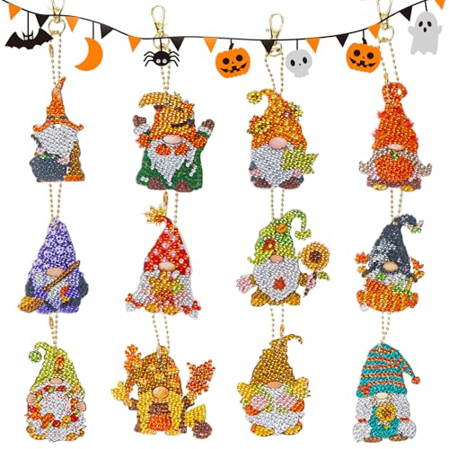 Nexum Diamond Painting Schlüsselanhänger Herbst Anhänger Set für Erwachsene Kinder Beidseitig Halloween Bastelset Wichtel Tiere Herbstdeko Erntedankfest Thanksgiving Geschenk (Fee) von Nexum