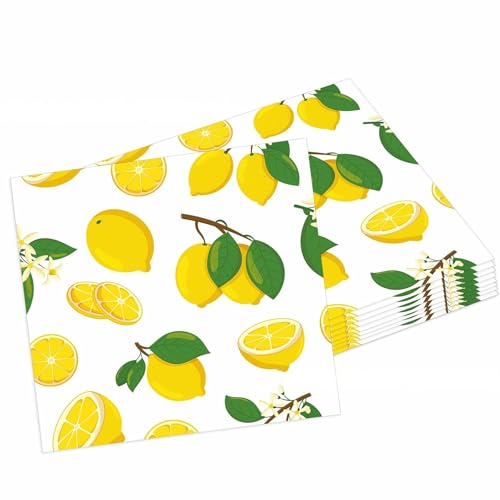 Nexum Servietten Zitrone 40 Stück Zitrone Papierserviette Sommer 33X33cm von Nexum