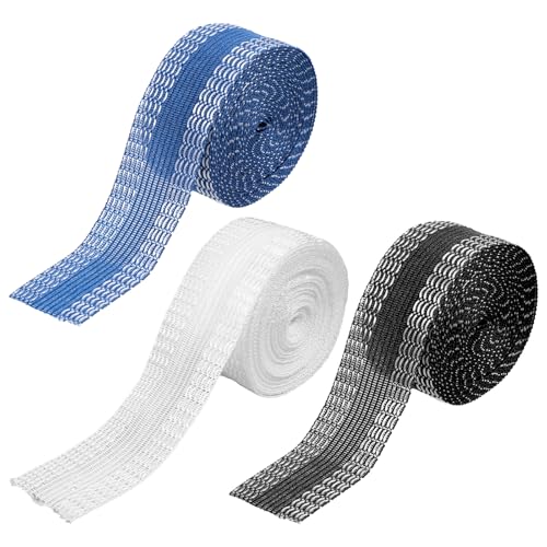 3 Rollen Saumband Selbstklebend 3 meter × 2,5 cm Kräuselband zum Aufbügeln Gardinen Kürzen Ohne Nähen Kantenband Nähen Nahtband für Hosen Vorhänge Kleidung (Schwarz, Blau, Weiß) von Neyauo