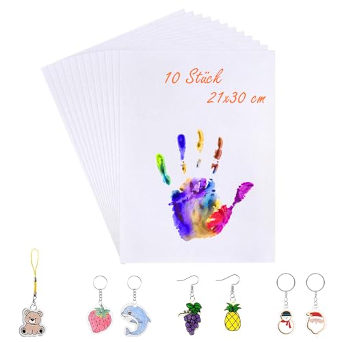 Neylokfen Schrumpffolie 10 Stück A4 Schrumpffolien Nachfüllset Schrumpffolie zum Basteln Transparent Plastikfolie Schrumpfpapier shrink plastic für Handwerk DIY (transparent) von Neylokfen