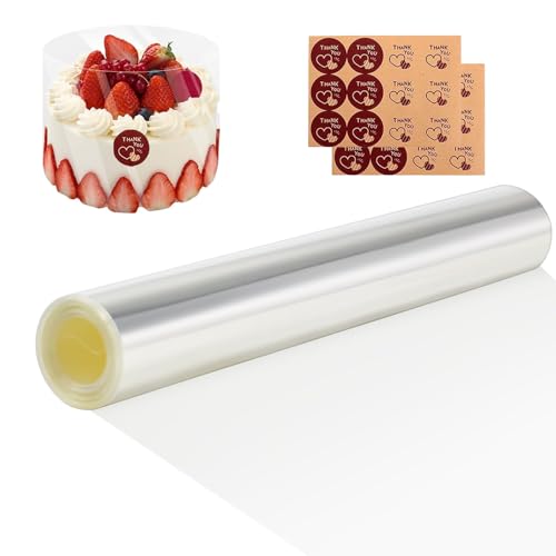 Neylokfen Tortenrandfolie 30cm hoch Transparent Tortenfolie Acetat Folie Wiederverwendbar Tortenring Folie 5m torten Folie für Tortendeko Schokolade Mousse Kuchen Dessertringe (30cm Hoch) von Neylokfen