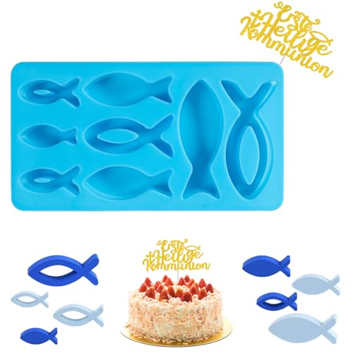 Silikonform Fisch Gießform Fisch Silikonformen Gießformen Fisch Taufe Kommunion Konfirmation Deko für Seife Schokolade Kuchen DIY Deko (Blau) von Neylokfen