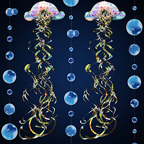 2 Stück Glitzer schillernde Quallen hängende Quallen Dekor Meerjungfrau Party hängende Kunst und 2 Stück Blaue Blase Girlanden transparent schwimmende Blasen Girlanden für Babyparty Hochzeit 2 Stück Glitzer schillernde Quallen hängende Quallen Dekor Meerjungfrau Party hängende Kunst und 2 Stück Blaue Blase Girlanden transparent schwimmende Blasen Girlanden für Babyparty Hochzeit von Nezyo