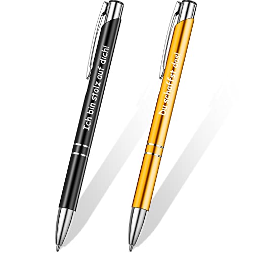 Nezyo 2 Stück Inspirierender Einziehbarer Kugelschreiber Zitate Druckkugelschreiber Kollegen Eingabestift Metall Motivation Stift für Schreibtisch Mitarbeiter, Schwarz und Gold (Elegant) von Nezyo