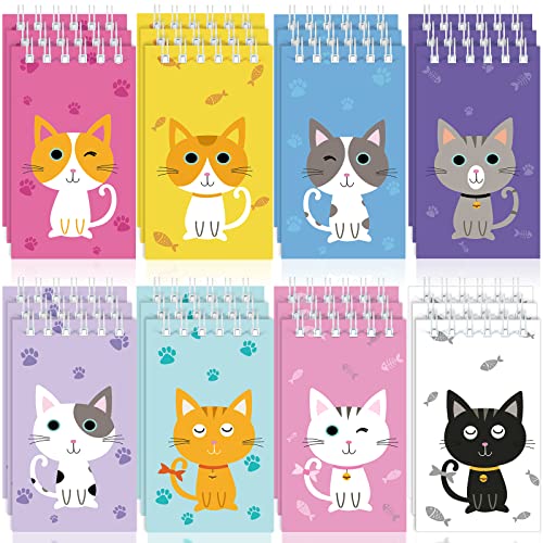 24 Stück Katze Tier Mini Notizblock Süße Klein Spiraltasche Notizbuch Haustier Katze Memo Spiralblock Spiralbuch Schreibblock für Katzen Partys Jungen Mädchen Büro Schule (Karikatur Stil) von Nezyo