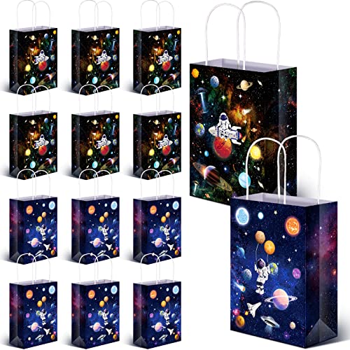 24 Stück Weltraum Geschenktüten Party Favor Taschen Gastgeschenke Tüten Planet Süßigkeiten Geschenktaschen Galaxie Papiertüten mit Henkel für Kindergeburtstag Weihnachten Party(Weltraum Stil) von Nezyo