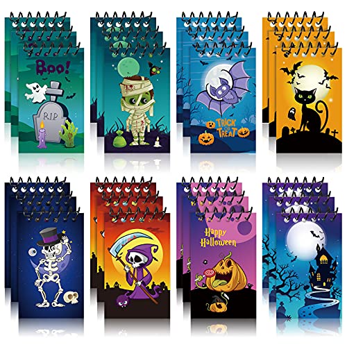 24 Stücke Halloween Mini Spiral Notizblöcke Halloween Party Gefallen Notebooks Kürbis Spiral Journal Notebook Halloween Preise Süßes oder Saures Goodie Tasche Füller für Party Lieferungen von Nezyo
