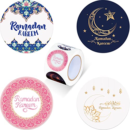 400 Stück Eid Mubarak Aufkleber Geschenktüte Kareem Aufkleber Ramadan Aufkleber Sticker Selbstklebende Eid Mubarak für Geschenkverpackung Runde Süßigkeiten Aufkleber (Zarter Stil) von Nezyo