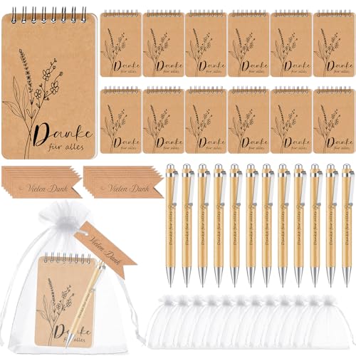 Nezyo 12 Sets Dankeschön Geschenke für Kollegen Notizblock mit Kugelschreiber Abschied Notizbuch Wertschätzung Mitarbeiter Geschenk für Team Kleine Abschiedsgeschenk für Kollegen(Danke) von Nezyo