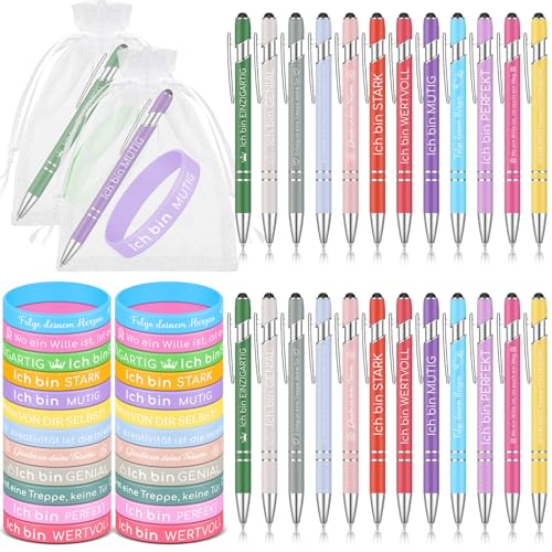 Nezyo 24 Stück Inspirierende Geschenksets Motivations Metall Kugelschreiber mit Gravur Motivationsarmbänder und Organza Beutel für Lehrer Mitarbeiter Freund Abschiedsgeschenk für Kollegen Nezyo 24 Stück Inspirierende Geschenksets Motivations Metall Kugelschreiber mit Gravur Motivationsarmbänder und Organza Beutel für Lehrer Mitarbeiter Freund Abschiedsgeschenk für Kollegen von Nezyo