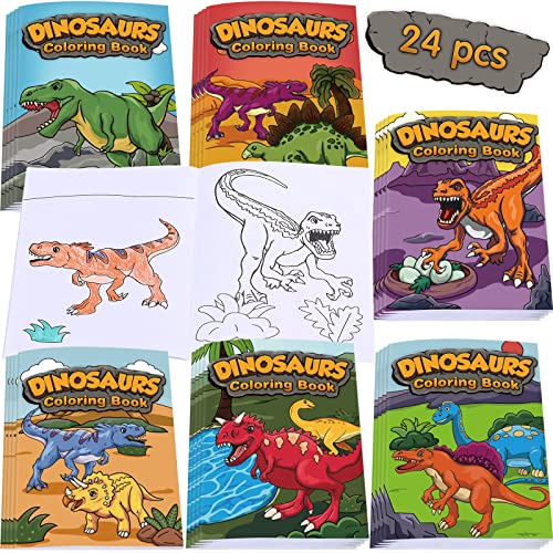 Nezyo 24 Stück Mini Dinosaurier Malbuch für Kinder Dino Malbuch Kleine Farbbroschüren Party Geschenke Malbuch Design für Jungen und Mädchen Kreative Aktivität Geburtstag Party Zubehör von Nezyo