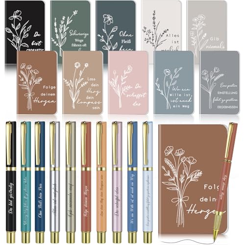 Nezyo Abschiedsgeschenk für Kollegen Lehrer Kleine Inspirierenden Notizbücher mit Spruch Mini Taschennotizbuch und Motivierender Kugelschreiber Danke Geschenk für Erzieherin Abschluss Schule(10 Sets) von Nezyo