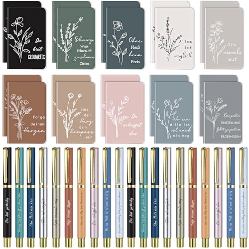 Nezyo Abschiedsgeschenk für Kollegen Lehrer Kleine Inspirierenden Notizbücher mit Spruch Mini Taschennotizbuch und Motivierender Kugelschreiber Danke Geschenk für Erzieherin Abschluss Schule(20 Sets) von Nezyo