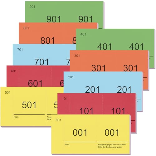 Nezyo Doppelnummern Blöcke 1-1000 Nummernblöcke Lose Nummeriert Garderobenmarken Zahlenblöcke für Garderobe Verlosung Events Party Messen Lotterien, 10 x 5 cm(Rot, Blau, Gelb, Grün, Orange) Nezyo Doppelnummern Blöcke 1-1000 Nummernblöcke Lose Nummeriert Garderobenmarken Zahlenblöcke für Garderobe Verlosung Events Party Messen Lotterien, 10 x 5 cm(Rot, Blau, Gelb, Grün, Orange) von Nezyo