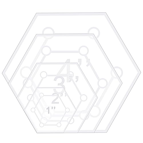 Nezyo Quilt-Lineale, 4 Größen, Nählineale, klare Quiltvorlagen für Stoffschneiden, Bastelbedarf (Hexagon), 2,5 cm, 5,1 cm, 7,6 cm, 10,2 cm, 4 Stück von Nezyo