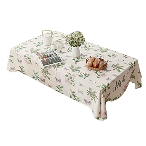 Nff Rechteckige Tischdecke, Baumwolle, Leinen, Bedruckt, Weiße Tischdecke, Knitterfrei, Waschbar, Tischdecke for Küche, Esszimmer, Garten, 130 X 200 cm (Size : 130x200cm) von Nff