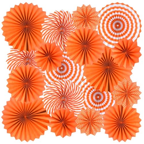 18 STK Party Hanging Paper Ventilatoren Set, rundes Muster Papier Blume Fächer Dekoration für Geburtstag Hochzeit Graduierung Events Zubehör Wand Decke Dekor (Orange) von Nhgkju