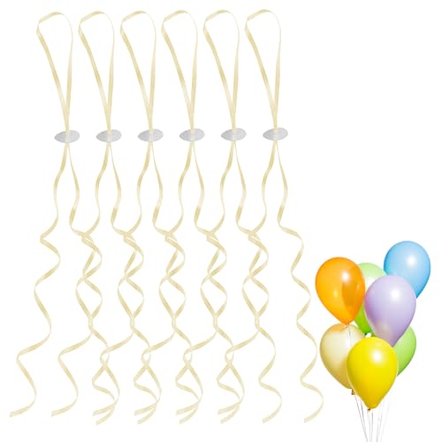 NHGKJU 100x Ballonverschlüsse mit 5mm Band (2x50 Stück) – Ballonband ohne Knoten, 1.2m Schnur pro Stück – Luftballon Schnur & Verschluss-Set aus Kunststoff (Gold) von Nhgkju