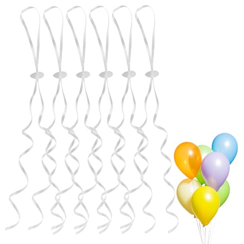 NHGKJU 100x Ballonverschlüsse mit 5mm Band (2x50 Stück) – Ballonband ohne Knoten, 1.2m Schnur pro Stück – Luftballon Schnur & Verschluss-Set aus Kunststoff (Weiß) von Nhgkju