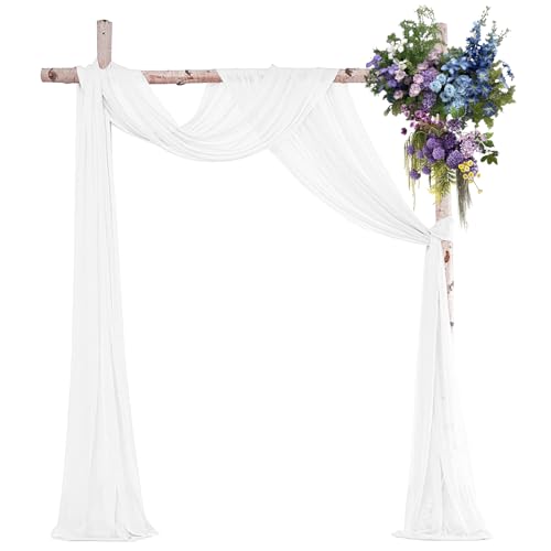NHGKJU Hochzeitsbogen aus Chiffon-Stoff 75x600cm Perlglanz Tüll Meterware – Romantische Hochzeitsdekoration für Zeremonie, Outdoor, Tischdeko & Traubogen (Transparent, Polyester) (Weiß) von Nhgkju