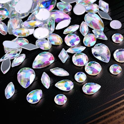 Nhgkju 100 Stück Strasssteine für Textilien - Glitzersteine zum Basteln, 4-30mm, Mischformen, Perfekt für DIY, Nähen & Dekoration von Nhgkju