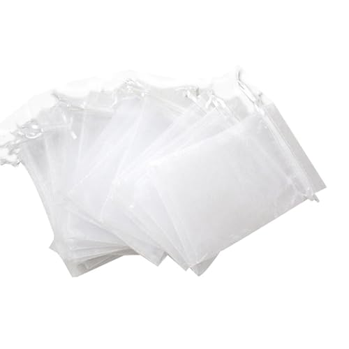 Nhgkju 100 x Organzasäckchen Perle Zucker Garn Tasche Lavendelsäckchen Süßigkeiten Tasche Schmuck Aufbewahrung Schmuck Tasche Hochzeit Hochzeit Urlaub Party (weiß, 10x15 cm) von Nhgkju