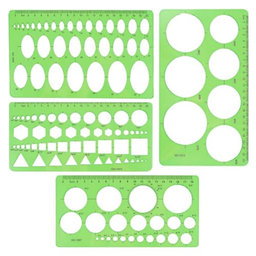 Nhgkju 4 Stück Kreis Schablonen Set zum Zeichnen & Nähen - Kunststoff Kreis Vorlagen für Künstler, Schneider & Erwachsene - Geometrische Zeichnung & Lettering Hilfsmittel Formschablonen zum Basteln Nhgkju 4 Stück Kreis Schablonen Set zum Zeichnen & Nähen - Kunststoff Kreis Vorlagen für Künstler, Schneider & Erwachsene - Geometrische Zeichnung & Lettering Hilfsmittel Formschablonen zum Basteln von Nhgkju
