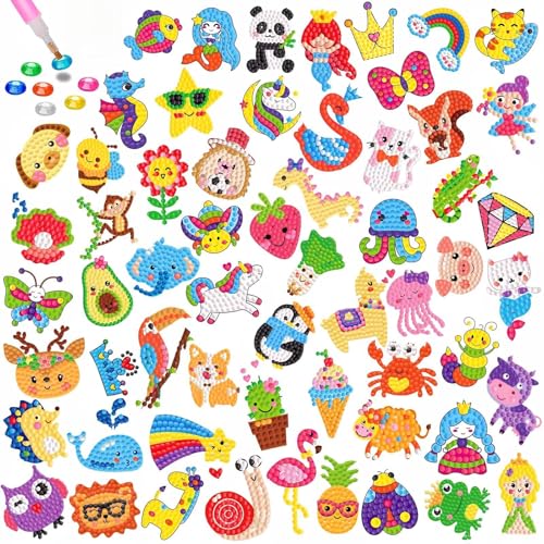 Nhgkju 60 Stück Diamond Painting Aufkleber für Kinder - Tier Motive mit 5200+ Diamanten, 2 Stifte & Zubehör - DIY Mosaik Kunst Set für Kinder Nhgkju 60 Stück Diamond Painting Aufkleber für Kinder - Tier Motive mit 5200+ Diamanten, 2 Stifte & Zubehör - DIY Mosaik Kunst Set für Kinder von Nhgkju