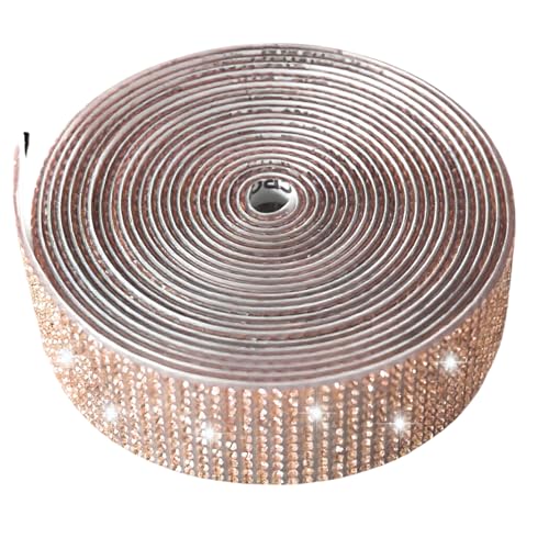 Nhgkju Glitzer Rolle Selbstklebende Strass Streifen, 3 Meter Glitzer Kristall Strass Diamant Band DIY Dekoration Aufkleber für DIY Auto Telefon Basteln, 1 Rolle (Champagnerfarbe) von Nhgkju