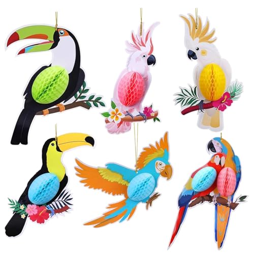 Nhgkju Papagei Ornamente 6 Tropische Vogel Ornamente Hawaiianischer Papagei Hängende Ornamente Papagei Wabencharme Papagei Anhänger Nhgkju Papagei Ornamente 6 Tropische Vogel Ornamente Hawaiianischer Papagei Hängende Ornamente Papagei Wabencharme Papagei Anhänger von Nhgkju
