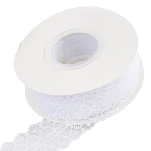 Nhgkju Spitzenband - 25 Yard (3cm Breite) - Perforiertes Spitzenband aus Polyester - Ideales Zierband für Hochzeiten, Geschenkverpackungen, Dekorationen & DIY (Weiß) von Nhgkju