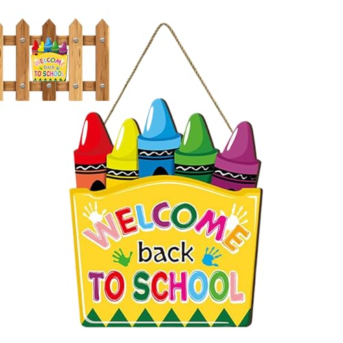 Nhujevkom Willkommen Schild Für Klassenzimmer | Kreidetafel Als Türschild - Holztafel Für Innen Und Außen Lehrer Schüler Schulanfang Kindergarten Grundschule von Nhujevkom