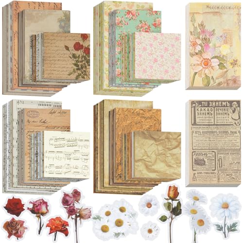 NiArt 360 Blatt 10x14 cm Scrapbook Papier mit 2 Blumenstickern , Bastelpapier ideal für Decoupage, Kartenherstellung, Journaling und kreative DIY , Vintage Dekorpapier für Fotoalben, Bilderrahmen NiArt 360 Blatt 10x14 cm Scrapbook Papier mit 2 Blumenstickern , Bastelpapier ideal für Decoupage, Kartenherstellung, Journaling und kreative DIY , Vintage Dekorpapier für Fotoalben, Bilderrahmen von NiArt