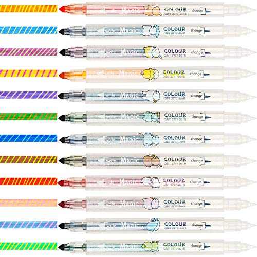 NiArt Farbwechsel-Marker-Set, 12 Stück, Textmarker mit zwei Spitzen, magische Stifte, radierbar, feine Spitze, fluoreszierend für Kunsttagebuch NiArt Farbwechsel-Marker-Set, 12 Stück, Textmarker mit zwei Spitzen, magische Stifte, radierbar, feine Spitze, fluoreszierend für Kunsttagebuch von NiArt