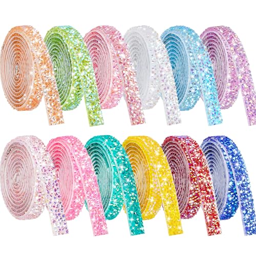 NiArt Selbstklebendes Strassband Set, 12 Rollen in Bonbonfarben, 12 Yards,Glitzersteine Selbstklebend für DIY-Dekorationen, Hochzeit & Party, Strasssteine Selbstklebend für Kleidung und Bastelprojekte NiArt Selbstklebendes Strassband Set, 12 Rollen in Bonbonfarben, 12 Yards,Glitzersteine Selbstklebend für DIY-Dekorationen, Hochzeit & Party, Strasssteine Selbstklebend für Kleidung und Bastelprojekte von NiArt