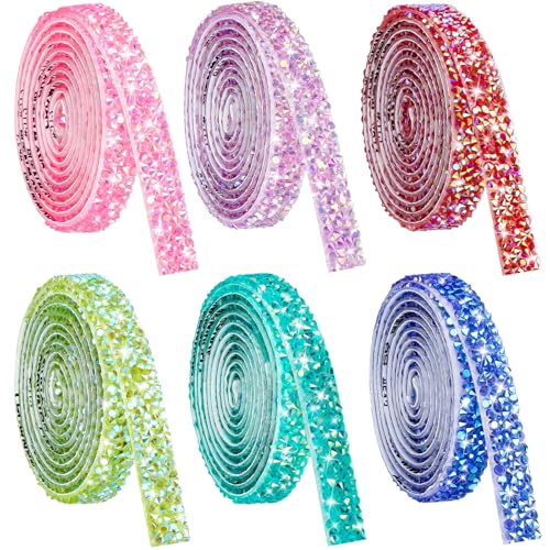 NiArt Self Adhesive Rhinestone Ribbon Rolls (6 Candy Colors) von NiArt