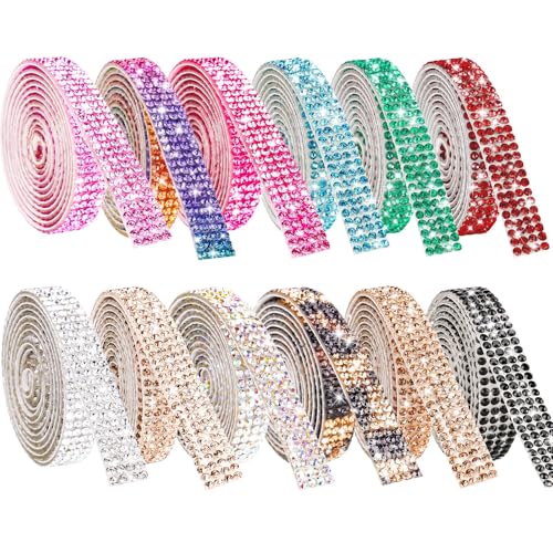 NiArt Strassband Selbstklebend, 12 Rollen, 0,9 cm breit, insgesamt 11 Meter, multifunktionales DIY Glitzerband, Kristall Strasssteine für Schuhe, Kleidung, Kunsthandwerk NiArt Strassband Selbstklebend, 12 Rollen, 0,9 cm breit, insgesamt 11 Meter, multifunktionales DIY Glitzerband, Kristall Strasssteine für Schuhe, Kleidung, Kunsthandwerk von NiArt