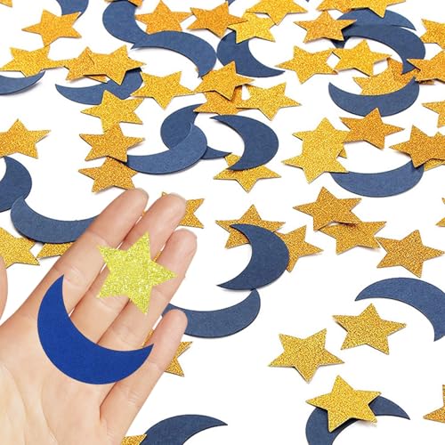 NiCola Tischkonfetti, Goldstern, 3 cm großer Stern und Mond, Tischkonfetti, Glitzertische, Streuung für Eid Mubarak, Party-Dekorationen, Ramadan-Feiern (Gold) von NiCola