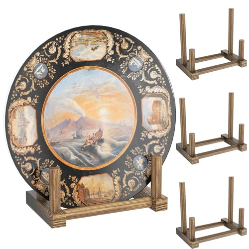 NiHome 3 Stück Tellerständer Holz - 15 cm Retro Tellerhalter für Deko, Bücher, Fotos, Platten & Tablets – Bilderrahmen Ständer, Stabiler Dekorative Ständer für Zuhause, Laden & Ausstellung NiHome 3 Stück Tellerständer Holz - 15 cm Retro Tellerhalter für Deko, Bücher, Fotos, Platten & Tablets – Bilderrahmen Ständer, Stabiler Dekorative Ständer für Zuhause, Laden & Ausstellung von NiHome