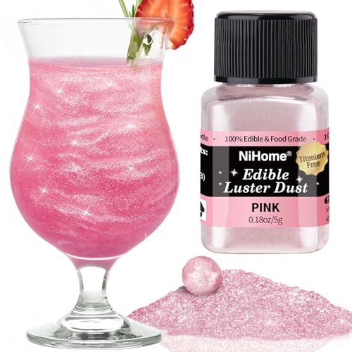 NiHome Essbare Glitzer für Getränke Lebensmittel Dekorieren Edible Glitter für Wein Kuchen Süßigkeiten Dessert Bäckerei Vegan Titanfrei (5g/0.18oz, Rosa) von NiHome