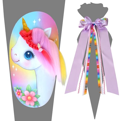 NiLiNo Einhorn Schultüten Bastelset – Selbstklebender Sticker mit echter Mähne & Schleifenbänder – Deko zur Gestaltung deiner Zuckertüte – Perfekt zur Einschulung für Mädchen NiLiNo Einhorn Schultüten Bastelset – Selbstklebender Sticker mit echter Mähne & Schleifenbänder – Deko zur Gestaltung deiner Zuckertüte – Perfekt zur Einschulung für Mädchen von NiLiNo