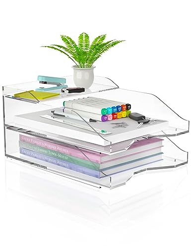 NiOffice Briefablage aus Acrylpapier, 3-stöckig, stapelbar, transparent, Schreibtisch-Organizer und Aufbewahrung, Papierhalter für Büro, Schule und Zuhause von NiOffice