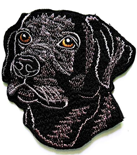 Nipitshop Aufnäher, Motiv: schwarzer Hund, Labrador, Hund, Cartoon, Kinder, bestickt, Applikationen, Aufnäher, Aufbügler, für Stoff-Dekoration, Geburtstagsgeschenk (Dog1) von NiPitShop Dog Patch