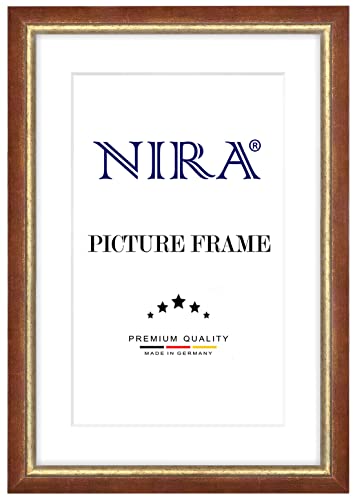 NiRa Massiv Holz Bilderrahmen 12 x 17 cm in Rot Gold | Farbe und Größe wählbar | Rahmen für Poster | Puzzle | Foto collage HD057 von NiRa
