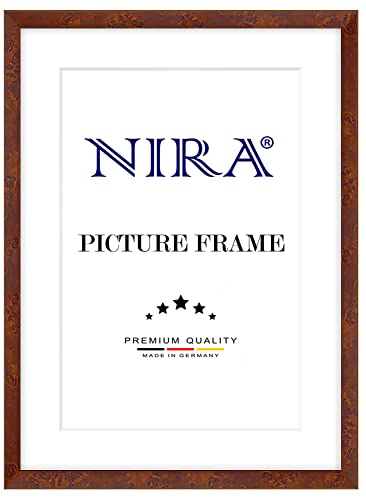 NiRa Massiv Holz Bilderrahmen 21 x 26 cm in Wurzelholz Braun-matt (Außenkante in Schwarz) | Farbe und Größe wählbar | Rahmen für Poster | Puzzle | Foto collage HD127 von NiRa