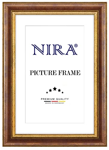 NiRa Massiv Holz Bilderrahmen 32 x 45 cm in Rot Gold | Farbe und Größe wählbar | Rahmen für Poster | Puzzle | Foto collage HD047 von NiRa
