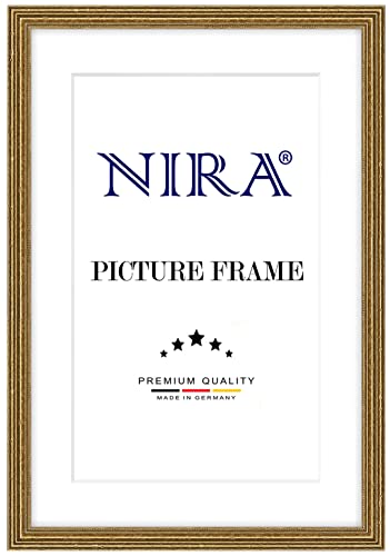 NiRa Massiv Holz Bilderrahmen Barock Antik 50 x 70 cm in Alt-Gold | Farbe und Größe wählbar | Rahmen für Poster | Puzzle | Foto collage HD089 von NiRa