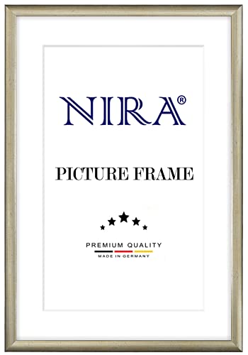 NiRa Massiv Holz Bilderrahmen Schmal 12 x 17 cm in Silber Grau | Farbe und Größe wählbar | Rahmen für Poster | Puzzle | Foto collage HD075 von NiRa